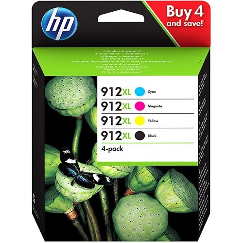 Hewlett Packard 912XL Inkjet Cartridge High Yield Black/Cyan/Magenta/Yellow Ref 3YP34AE Pack of 4 Hewlett Packard 912XL Inkjet Cartridge High Yield Black/Cyan/Magenta/Yellow Ref 3YP34AE Pack of 4